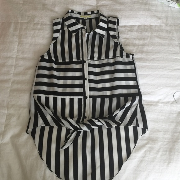 Striped tie front blouse