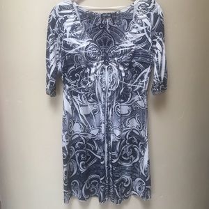 Black and white dress.