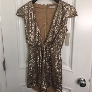 Deep V Neck Sequin Romper