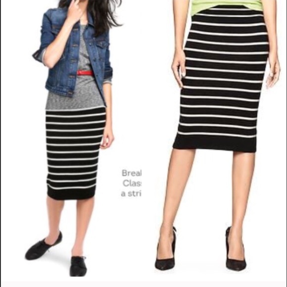 GAP Skirts Nwt Black White Striped Pencil Skirt Poshmark