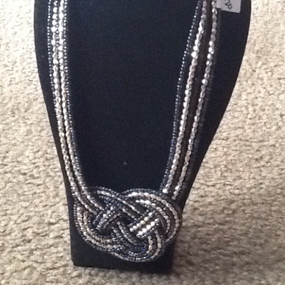 Blue & Silver beaded pretzel necklace