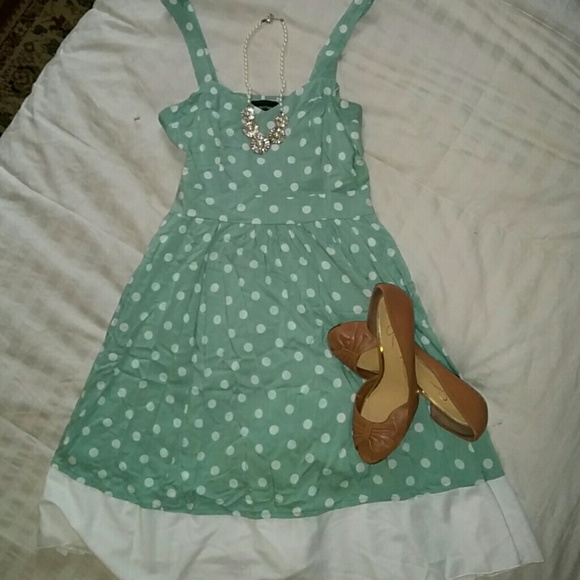 ModCloth Mink Pink mint and white polka dot dress
