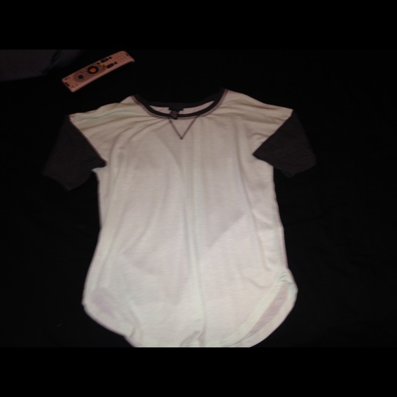 Mint green and gray baseball tee.