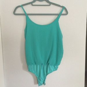 Teal bodysuit with caged side