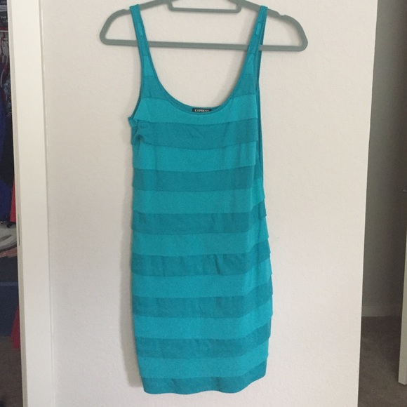 Teal ruffled tank dress - Picture 2 of 3