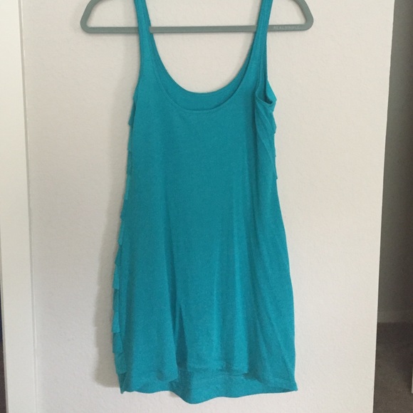 Teal ruffled tank dress - Picture 3 of 3