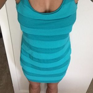 Teal ruffled tank dress