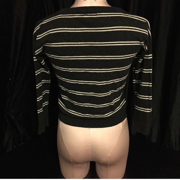 Grey and white striped cardigan. - Picture 2 of 3