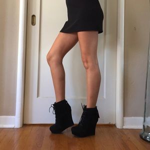 Black Wedge Bootie with Fringe!