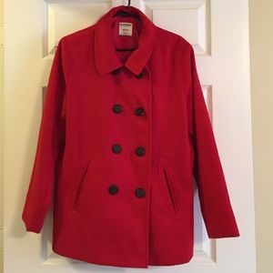 Red pea coat
