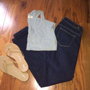 Dark Blue Straight Leg Jeans
