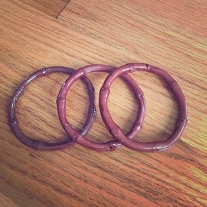 Set of 3 dark bamboo bangle bracelets !!