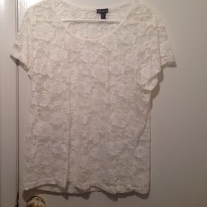 White See through floral design sheer