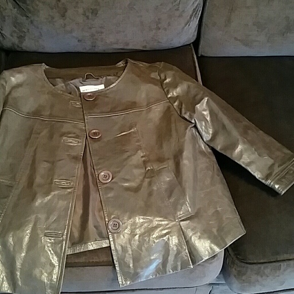 Crop 3/4 sleeve Leather jacket