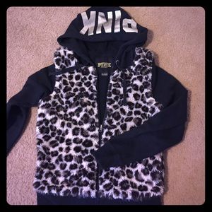PINK Victoria secrets leopard fur jacket