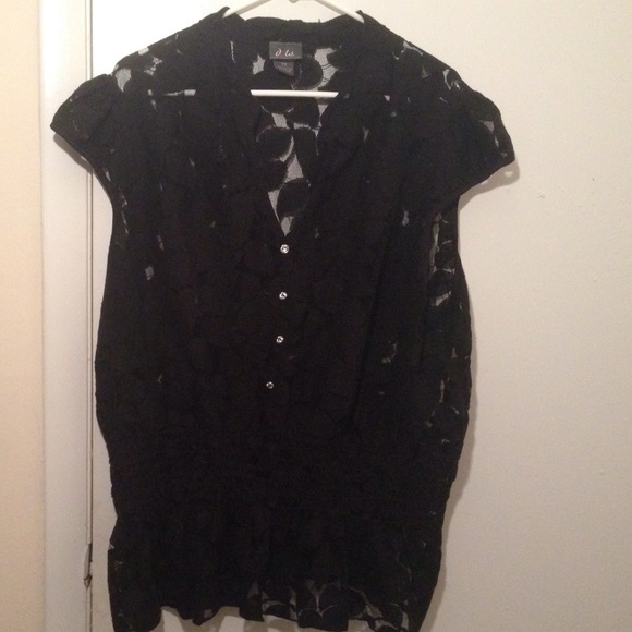 Black see through leave pattern sheer