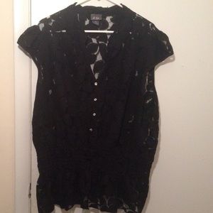 Black see through leave pattern sheer