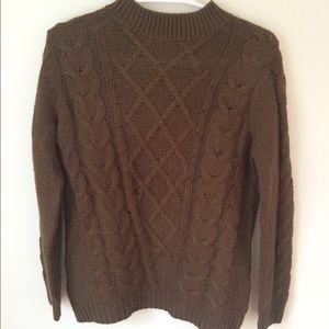 Dark Green Cable Knit Sweater