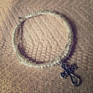 Double Stranded Silver Metallic Bracelet