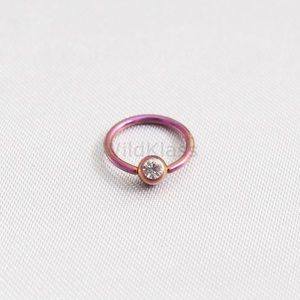 16g Captive Bead Earring Gemmed Dimple Ball Ring