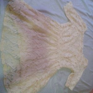 Peach lace fit and flare dress