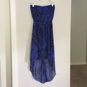 Strapless Royal Blue High/low Dress