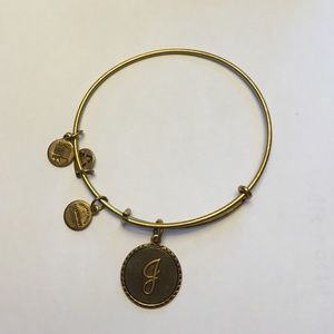 Alex & Ani "J" Initial Bracelet Gold