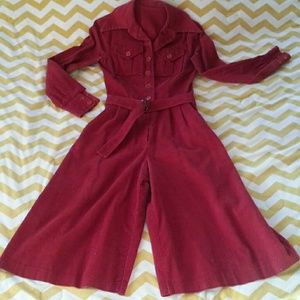 Vintage Corduroy Belted Jumpsuit