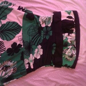 Multi colored strapless A line dress