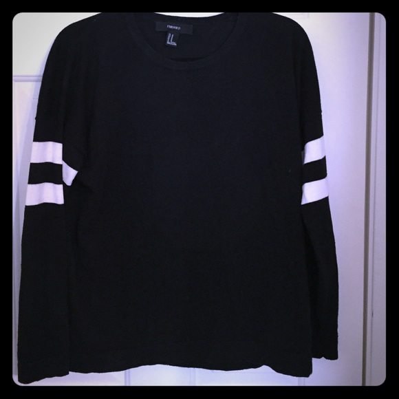 Black seater white striped sleeves