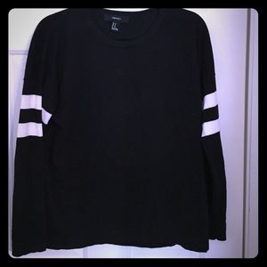 Black seater white striped sleeves