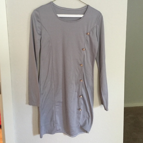 Grey dress with gold buttons - Picture 1 of 3