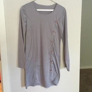 Grey dress with gold buttons