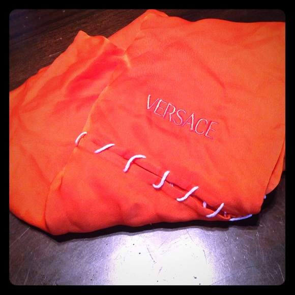 Versace Silk Scarf in Orange- Huge Rectangle