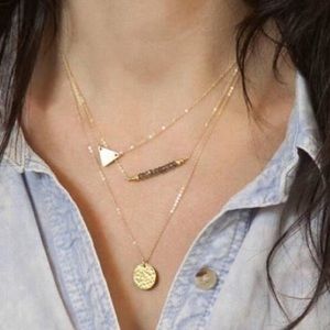 NWT gold triple layer necklace with beads