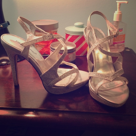 Silver glitter homecoming/prom heels