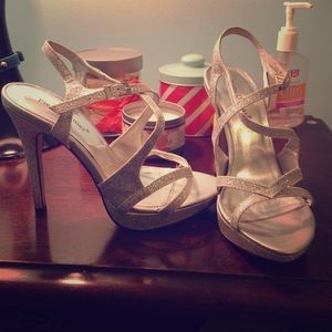 Silver glitter homecoming/prom heels