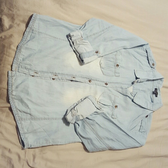 Denim button up top