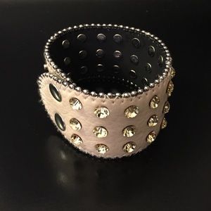 Crystal and leather cuff