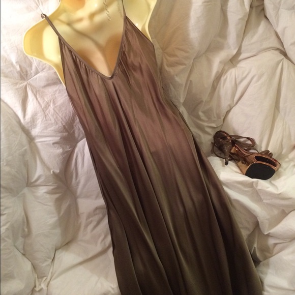 eve Khaki Brown Spaghetti Strap Gown - Picture 3 of 4