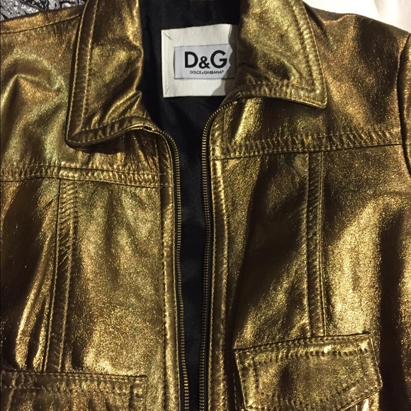 D&G Jackets & Coats Beautiful Dg Gold Lamb Skin Leather Jacket