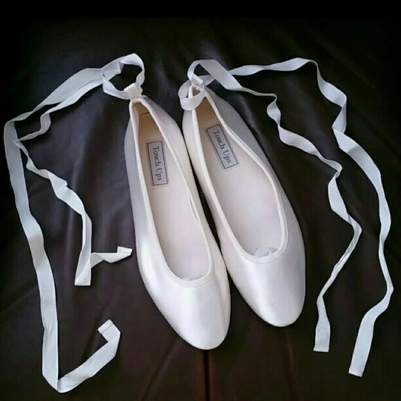 Adorable White Satin Ballerina Flats