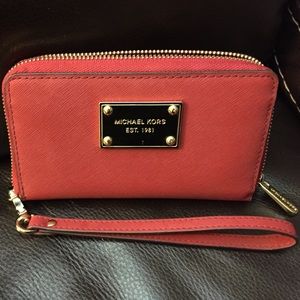 Michael Kors Wristlet- Red/Gold