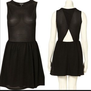 Topshop Cutout Back Self Stripe Flippy Dress