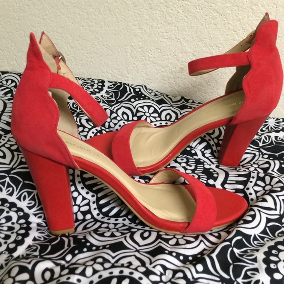 Red Chunky Heels