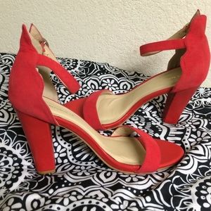 Red Chunky Heels