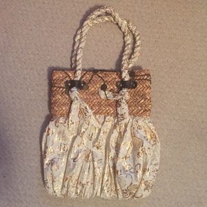 Straw/fabric handbag