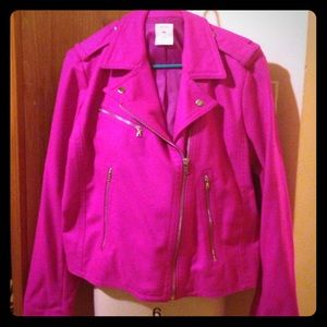 Bright pink wool biker jacket