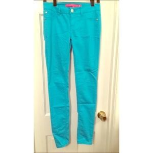 Bright blue skinny pants