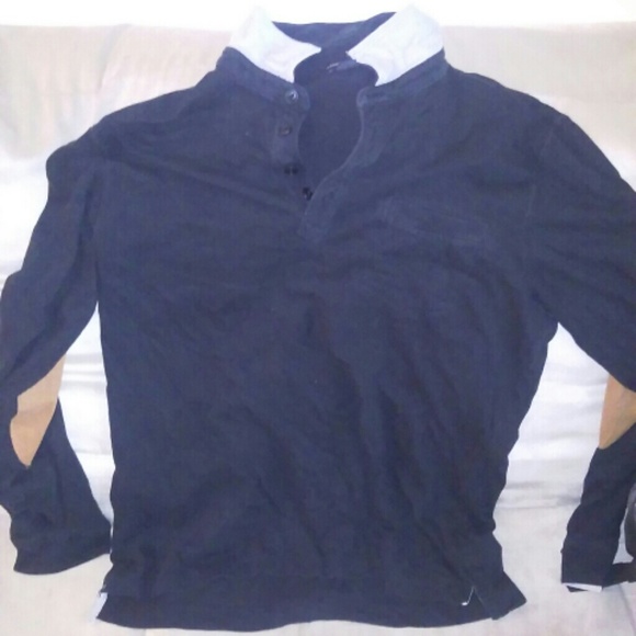 Black long sleeve shirt with suede elbow patches